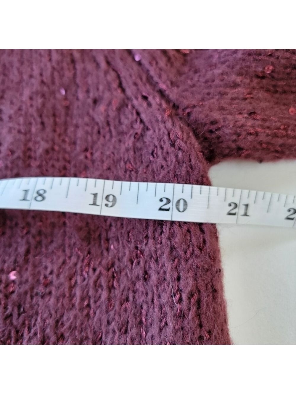 J Jill Mohair Blend Maroon Sequin Long Open Cardigan Sweater Size Medium EUC - Picture 4 of 8